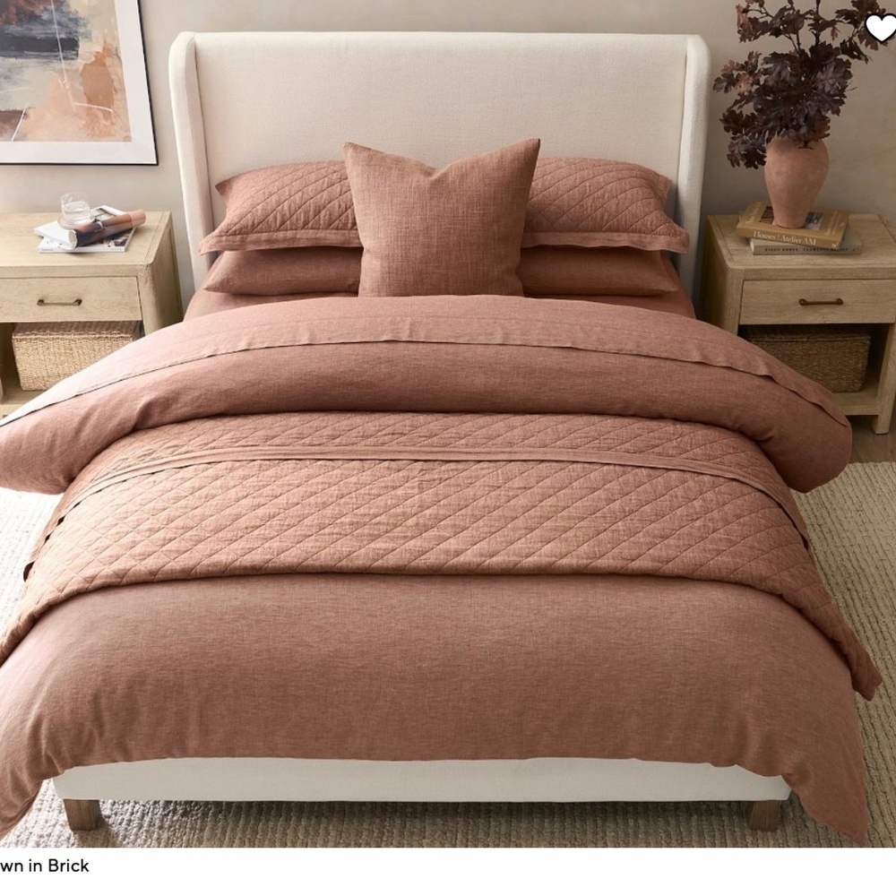 West Elm Linen Duvet Cover, King Cal. King, Brick color